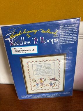 Vintage cross stitch sampler children growing up